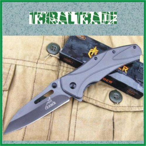 2 to GO!! GERBER FA04 FINE EDGE FOLDING KNIFE - Titanium Surface Blade - Liner Lock & Belt Clip!