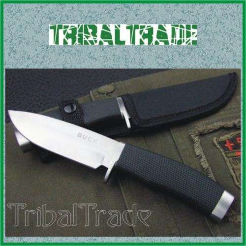 2 to GO!! BUCK 768 FIXED BLADE KNIFE - Non-Slip Rubber Handle - Nylon Sheath - GREAT KNIFE!!