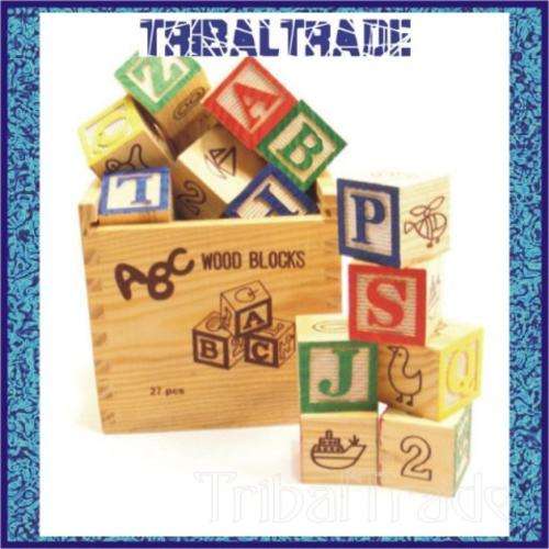 WOODEN BLOCKS - 27 Piece!! - ALPHABET, NUMBERS, OBJECTS, COLOURS - Great Quality!!