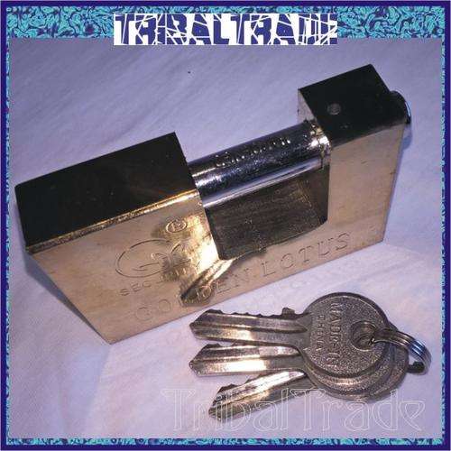 80mm GOLDEN LOTUS TOP SECURITY PADLOCK - 3 Keys - CANNOT SAW, DRILL OR PRIZE OPEN!! 3 to Go!!
