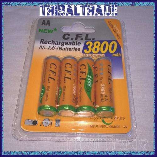 3800 mAh AA RECHARGEABLE BATTERIES - High Capacity - Bid per pack of 4! 21 Packs to Go! CLEARANCE!!