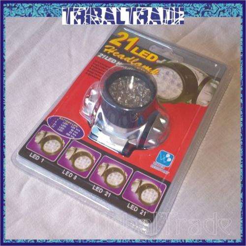21 LED HEADLAMP - Adjustable Inclination - Adjustable Headstrap - 1 / 8 / 21 LEd switch!! BRIGHT!!