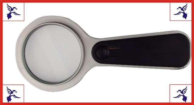 Magnifier glass with built-in LED light.