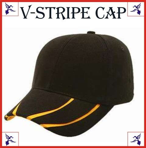 ***R1*** - 48 HOUR AUCTION! V-Stripe Cap ---> Black & Yellow ---> Heavy Brushed Cotton.