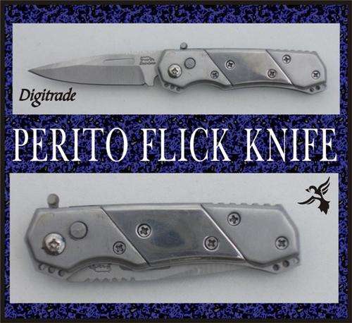 PERITO FLICK BLADE Pocket Knife - Stainless Steel Blade & Handle - Blade Lock.
