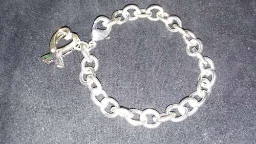 Silver big link bracelet with heart pendant