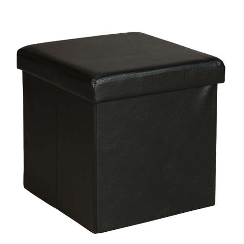 LATE ENTRY:  LEATHER TOUCH SINGLE OTTOMAN (BLACK)