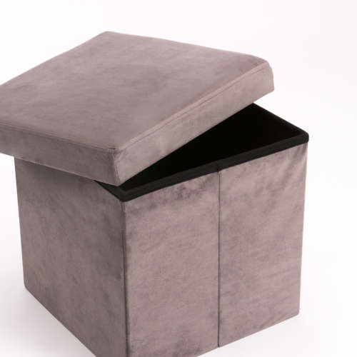 VELVET SINGLE OTTOMAN (GREY)