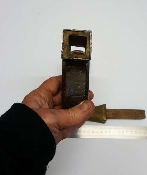 Rare Antique Auger Bit & Brace Hand Drill  Wood & Brass