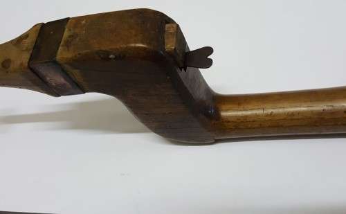 Rare Antique Auger Bit & Brace Hand Drill  Wood & Brass