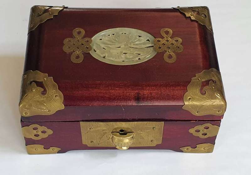 Vintage Wood & Brass Jewellery Box