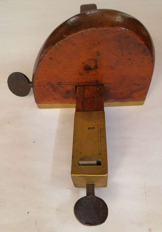 REDUCED! Unusual Vintage Marking / Slitting Gauge - Brass & Wood (Graduated Post)