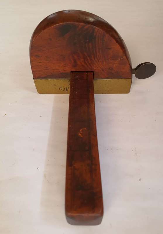 REDUCED! Unusual Vintage Marking / Slitting Gauge - Brass & Wood (Graduated Post)