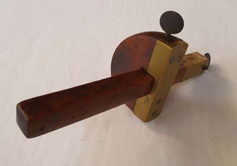 REDUCED! Unusual Vintage Marking / Slitting Gauge - Brass & Wood (Graduated Post)