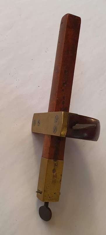 REDUCED! Unusual Vintage Marking / Slitting Gauge - Brass & Wood (Graduated Post)