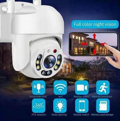 Enhanced Wi-Fi Security: Waterproof PTZ Auto-Tracking CCTV Camera with 360° View, Audio Capabilities