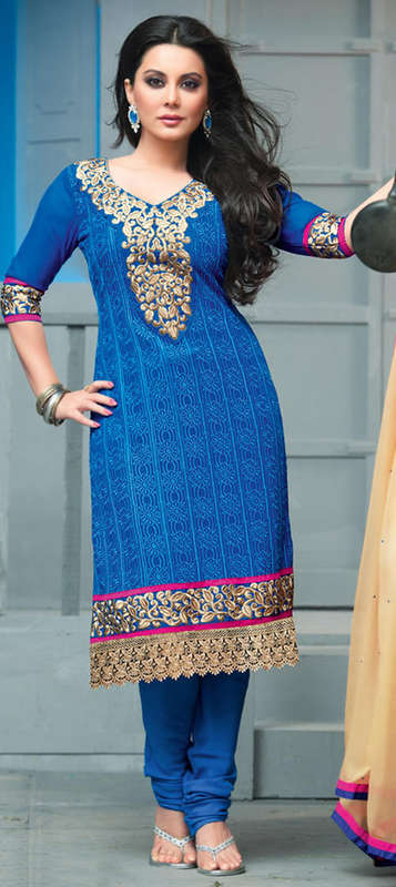 ~IN STOCK~ STUNNING BLUE COCKTAIL SALWAR DRESS SUIT (SEMI-STITCHED) !!!