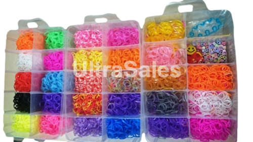 COLORFUL LOOM BANDS KIT & CASE 6000pc INCLUDING 2 LOOM HOOKS & S-CLIPS & LOOM BOARD & CHARMS