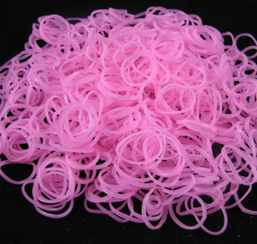 GLOW IN THE DARK LOOM BANDS PINK 200's INCLUDING LOOM HOOK & S-CLIPS