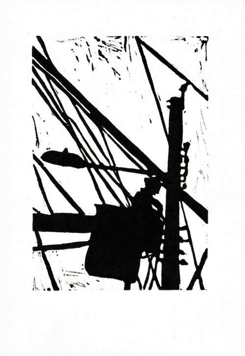 Man on electricity pole