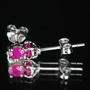 GORGEOUS PINKISH RED RUBY .925 SOLID STERLING SILVER EARRINGS!
