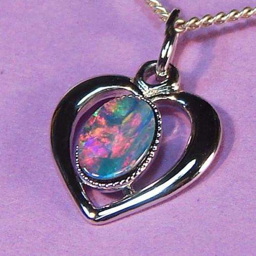 GORGEOUS AUSTRALIAN RAINBOW OPAL .925 SOLID STERLING SILVER PENDANT - OCTOBER BIRTHSTONE!
