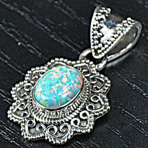 SHINY AUSTRALIAN RAINBOW OPAL .925 SOLID STERLING SILVER PENDANT!