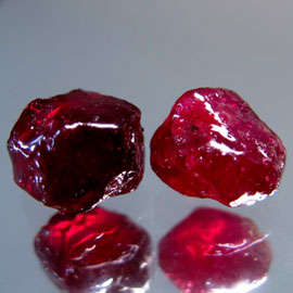 11.60 CT NATURAL TOP BLOOD RED ROUGH MADAGASCAN RUBY PAIR!