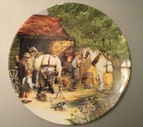 The Blacksmith, A Plate by Royal Doulton, Painted by Susan Neale.