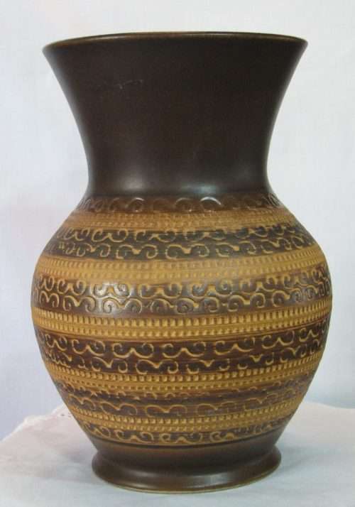 Brown and Tan Ceramic Vase Made In Germany.