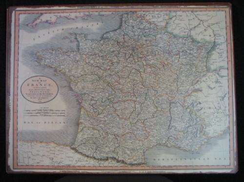 Antique Style Map of France Printed on Metal.
