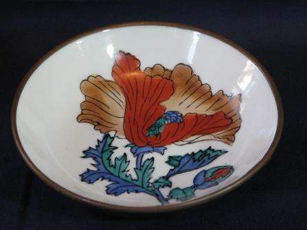 Copper Backed Chinese Floral Design Decorative Wall Plate