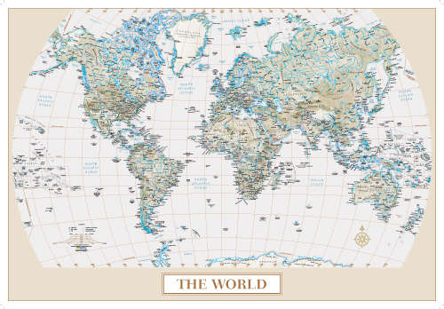 World Antique Wall Map In Tube.