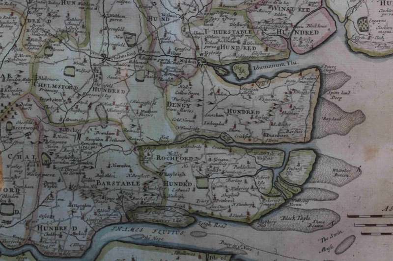 Antique Map of Essex By Robert Morden, from Camdens Brittania 1695.