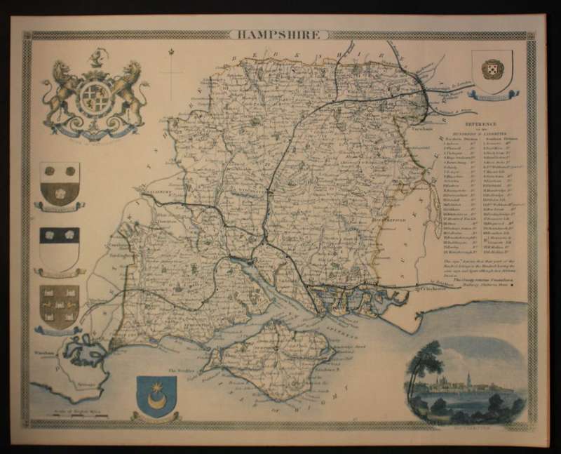 Vintage Map of County of Hampshire England, by Wrightsons Foil Graphics