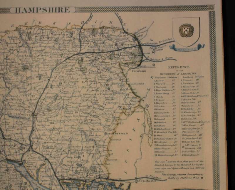 Vintage Map of County of Hampshire England, by Wrightsons Foil Graphics