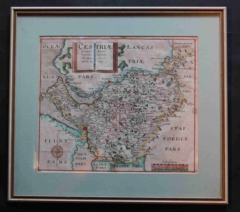 Antique Map Of Cestriae / Cheshire by Richard Saxton 1637