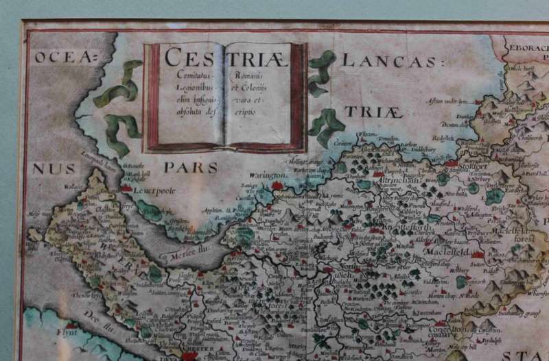 Antique Map Of Cestriae / Cheshire by Richard Saxton 1637