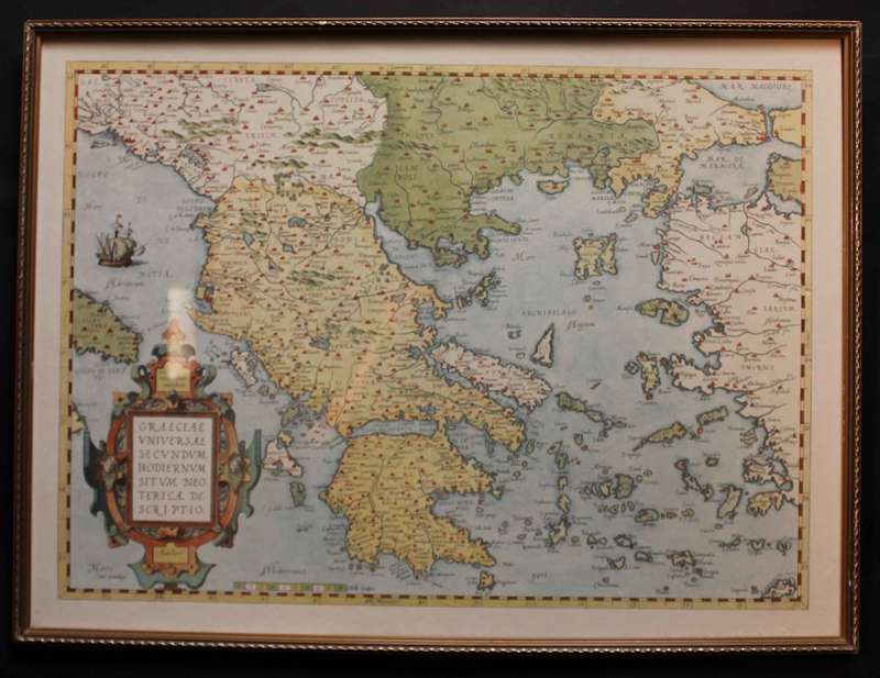 Graeciae Universae Secundum Framed Vintage Map of Greece by Ortelius Reproduction Print