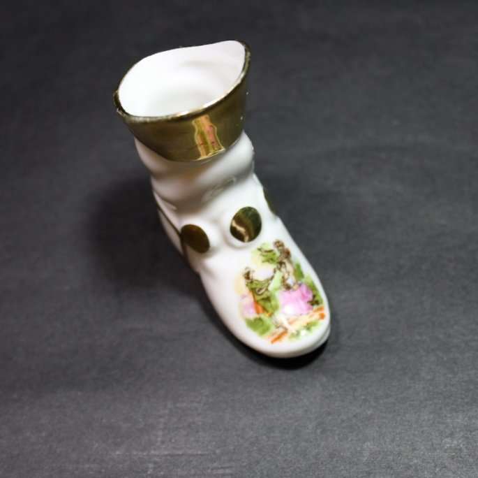 Porcelain Western Cowboy Style Miniature Boot.