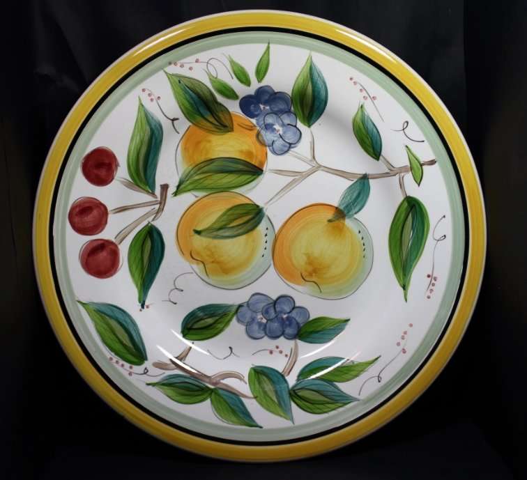 Boulevard Fruit Scene Outdoors Hand Painted Wall Plate or Server Platter