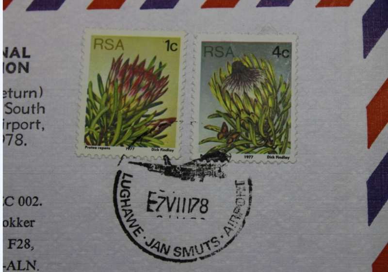 RSA 1c RSA 4c Protea Series stamps 1977 Dick Findlay