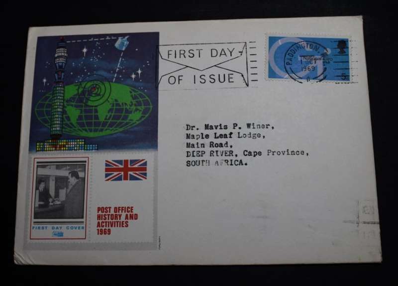 Envelope First Day Cover Post Office History and Activities 1969 England UK 5d Stamp