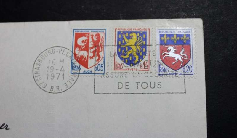 Republique Francais Postes 0.05 Franc, 0.15 Franc, 0.20 Franc Stamp Envelope