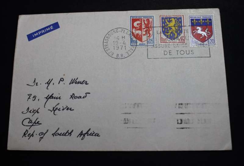 Republique Francais Postes 0.05 Franc, 0.15 Franc, 0.20 Franc Stamp Envelope