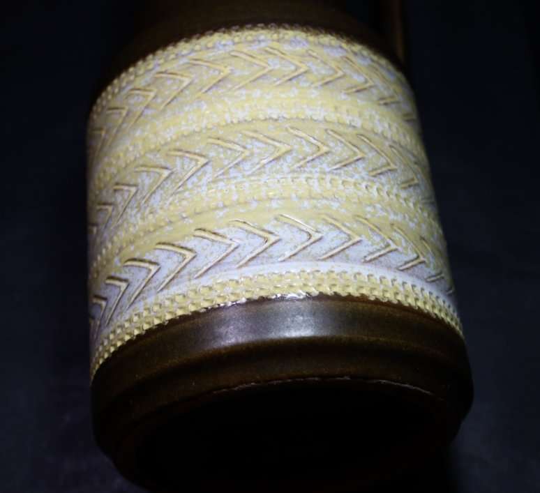 Brown and Cream detail Tall Vase with Handle, Made in Germany.