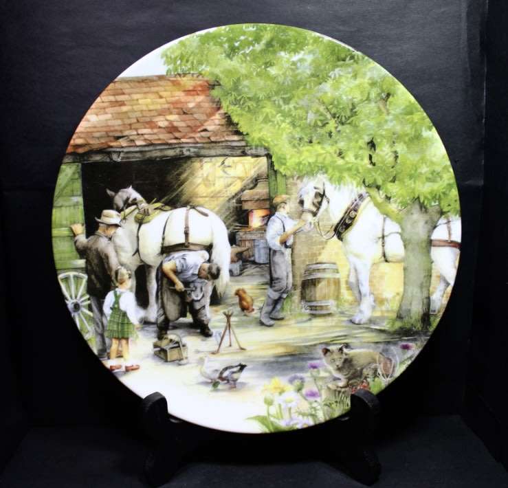 The Blacksmith, A Plate by Royal Doulton, Painted by Susan Neale.