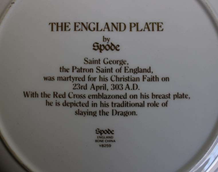 The England Decorative Wall Plate by Spode with Saint George