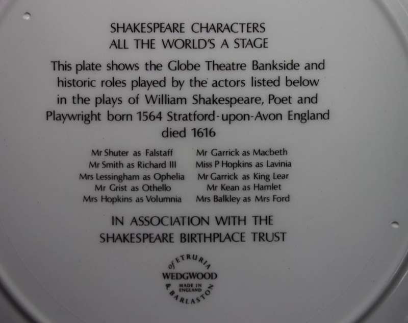Shakespeares Characters Decorative Wall Plate by Wedgwood