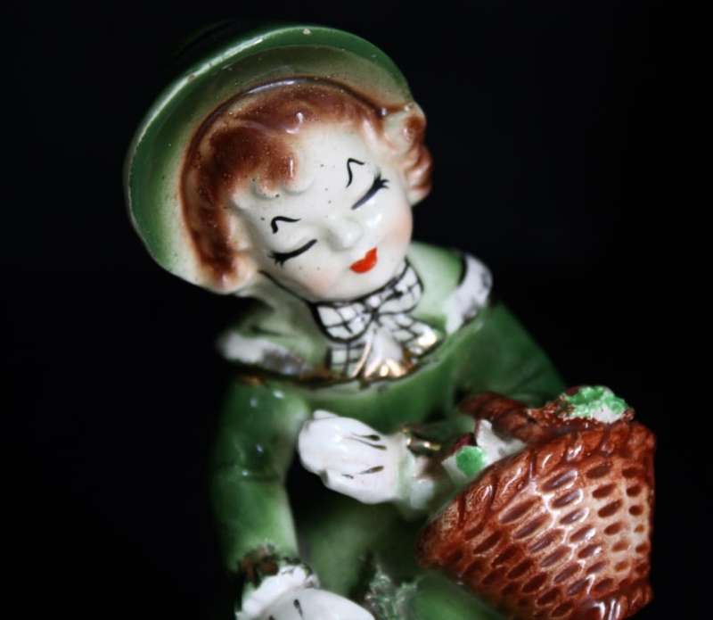 Girl in Green with Flower Basket Figurine.